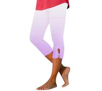 Women's Casual Pants Gradient Color 7/8 Leggings Stylish Beach Casual Attire Comfortable Sportswear Perfect for Any Occasion (Light Purple, XXL)