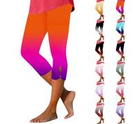 Women's Casual Pants Gradient Color 7/8 Leggings Stylish Beach Casual Attire Comfortable Sportswear Perfect for Any Occasion (Orange, XXXL)