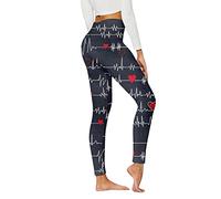 Womens Casual Pants Heart Print Sports Leggings Workout Leggings for Women High Waist Pack