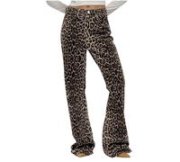 Womens Casual Pants Ladies Jeggings Elasticated Jeans for Women UK Women Clothes Ladies Stretch Trousers Ladies Jeans Leopard Print Jeans Vintage High Waisted Straight Slender Loose Leg Pants