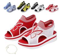 Women's Casual Peep-Toe Platform Beach Sandals - Lightweight Soft Comfortable Cutout Sports Sandals for Sunny Days & Holidays (Red,7)
