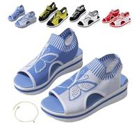 Women's Casual Peep-Toe Platform Beach Sandals - Lightweight Soft Comfortable Cutout Sports Sandals for Sunny Days & Holidays (Blue,6.5)