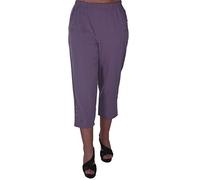 Womens Casual Plain Elasticated Plus Size 3/4 Cropped Pants Capri Trousers