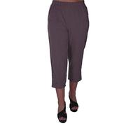Womens Casual Plain Elasticated Plus Size 3/4 Cropped Pants Capri Trousers