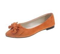 Women's Casual Pointed Toe Ballet Pumps Slip On Ballerina Flats Bow Knot Non Slip Low Heel Casual Dolly Shoes Stylish Ballerina Comfortable Wedding Party Shoes Orange