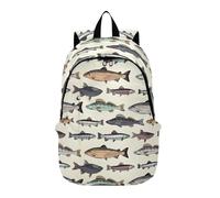 Women's Casual Print Backpack Rucksack School Bag Fish Ocean Cream Fish Cream Fish 12.2 x 7.5 x 19.3 Inch Classic Fish Ocean Cream 12.2 x 7.5 x 19.3 Inch, Fish Ocean Cream, 12.2 x 7.5 x 19.3 inch