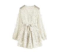 Women's Casual Printed Polka Dot Style V Neck Long Sleeved Mini Jumpsuit Shorts Rompers Womens Jumpsuit