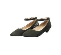 Womens Casual Pumps Low Heels Flock Ankle Strap Single Shoes Large Size