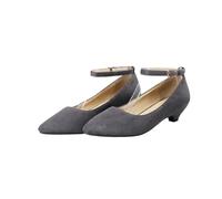 Womens Casual Pumps Low Heels Flock Ankle Strap Single Shoes Large Size