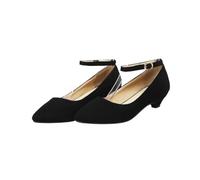 Womens Casual Pumps Low Heels Flock Ankle Strap Single Shoes Large Size