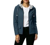 Womens Casual Rain Jacket Waterproof Windproof Outdoor Hooded Raincoats with Striped Lined Inner Drawstring Hood Ladies Functional Windbreaker Lightweight Flap Pockets Softshell Jackets for Daily Wear