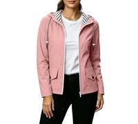 Womens Casual Rain Jacket Waterproof Windproof Outdoor Hooded Raincoats with Striped Lined Inner Drawstring Hood Ladies Functional Windbreaker Lightweight Flap Pockets Softshell Jackets for Daily Wear