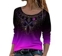 Womens Casual Round Neck Sweatshirt Women Clothing Printed Dress Feather Women Floral T Shirt Flower Scenery Painting Long Sleeve Print O Neck Printed Casual Sweatshirt Tops Round Tshirt Sales