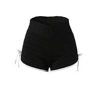 Women's Casual Running Tights Short Hip-Lifting Slim-Fitting High Waist Stretch Fitness Pant Yoga Leggings Shorts Laced Biker Shorts Women Black