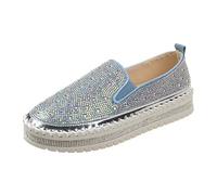 Women's Casual Shoes Large Size Thick Sole Lazy Korean Style Versatile Student Footwear Spring Autumn Trend Comfortable Walking (Blue, 7)