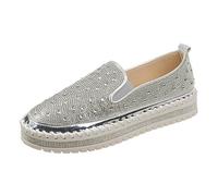 Women's Casual Shoes Large Size Thick Sole Lazy Korean Style Versatile Student Footwear Spring Autumn Trend Comfortable Walking (Silver, 5.5)