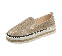 Women's Casual Shoes Large Size Thick Sole Lazy Korean Style Versatile Student Footwear Spring Autumn Trend Comfortable Walking (Gold, 5.5)