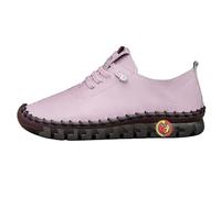Womens Casual Shoes Leather Look Lace Up Walking Style Trainers Soft Low Top Shoes Round Toe Flexible Textured Sole Lightweight Everyday Footwear for Travel Shopping Pink Blue Red Black