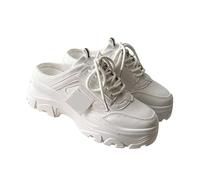 Women's Casual Shoes, Platform, Loafers with Thick Sole, Walking Shoes, Lightweight Slip-On Shoes, No Quick Release, Comfort Shoes, Plain Low Shoes, Elegant Fitness Shoes, White, 5 UK