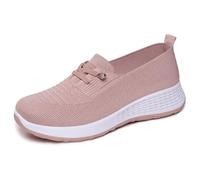 Women's Casual Shoes Sporty on the Go with Knitted Look Trainers with Lacing and Flexible Sole Lightweight Footwear for Everyday and Travel, Style U04 Pink, 4.5 UK