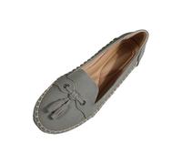 Women's Casual Shoes Spring Summer New Arrival Easy Slip Loafer with Fringe Elegant Casual Look Urban Street Style Fashionable Office Shoe Lightweight Season Slip On, Style Q03 Gray, 4.5 UK