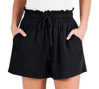 Women's Casual Shorts High Waist Drawstring Linen Beach Pants Fashion Loose Summer Resort Wear