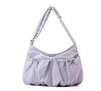 Women's Casual Shoulder Bag, Nylon Crossbody Bag, Hobo Tote Bag, Adjustable Shoulder Strap, Drawstring Design, Applies to Commuting and Travel (Lavender Purple,39 * 8 * 30cm)
