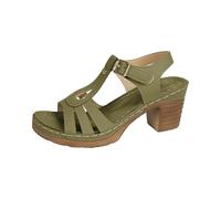 Women'S Casual Side Hollow Belt Buckle Thick Heel Roman Shoes Summer Sandals Fashion Women'S Sandals Tan Pumps for Women Sandal (Green, 6.5)