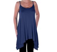 Womens Casual Sleeveless Plain Spaghetti Strap Thigh Length Blouse Tunic Top