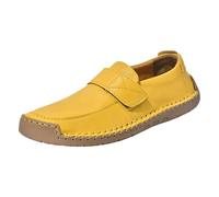 Women's Casual Slip On Shoes Loafers Leather Shoes with Hook-Loop Strap Anti-Slip Footwear Soft Sole for Driving Walking Outdoor Footwear Yellow