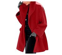 Womens Casual Soft Touch Lightweight Winter Coats Womens Winter Wool Coat Trench Jacket Ladies Warm Slim Long Overcoat Outwear Dank Jackets (Red, XXXL)