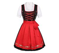 Women's Casual Solid Dress Traditional Women'S Midi Costume Womens Dirndl Oktoberfest Costume Fashion Strap Waist Short Sleeve Round Neck Apron Dress Two Piece sets Oktoberfes Halloween Carnival