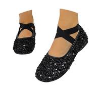 Women's Casual Sparkling Strap Ballet Flats 2026 Soft Sole Lightweight Comfort Shoes for Daily Wear Autumn Arrival (Black, 6.5)