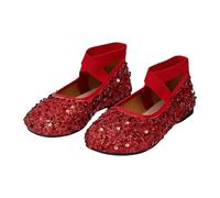 Women's Casual Sparkling Strap Ballet Flats 2026 Soft Sole Lightweight Comfort Shoes for Daily Wear Autumn Arrival (Red, 5.5)