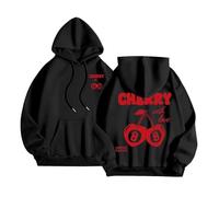 Women's Casual Sports Hoodie with Printed Pattern on Back and Front, Breathable Oversized Hoodie Long Sleeves Sweatshirts, Pulls, Vests and Warm Sweatshirts for Autumn and Winter, 01-black, XL