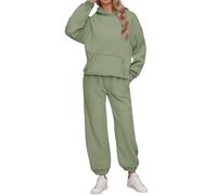 Women's Casual Stylish Tracksuit Set Long Sleeve Blue Solid Tops and High Elastic Waist Straight Trousers Hoodie Jogger Loungewear Outfit Track Suit Womens Leisure Activewear Gym Wear Plus Size 6XL