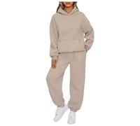 Women's Casual Stylish Tracksuit Set Long Sleeve Blue Solid Tops and High Elastic Waist Straight Trousers Hoodie Jogger Loungewear Outfit Track Suit Womens Leisure Activewear Gym Wear Plus Size 6XL