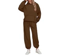Women's Casual Stylish Tracksuit Set Long Sleeve Blue Solid Tops and High Elastic Waist Straight Trousers Hoodie Jogger Loungewear Outfit Track Suit Womens Leisure Activewear Gym Wear Plus Size 6XL
