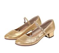 Women's Casual Summer Shoes Soft Sole Breathable Non Slip Thick Heel Round Toe Comfortable Dancing Footwear Lightweight Leisure Design (Gold, 4.5)