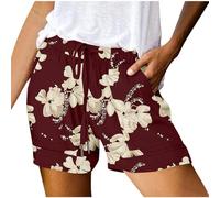 Women's Casual Summer Shorts Elastic Waist Drawstring Shorts Plus Size Printed Loose Shorts Comfy Wide Leg Cotton Shorts Beach Hotpants Lightweight Workout Running Fitness Shorts Lounge Pyjama Shorts