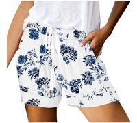 Women's Casual Summer Shorts Elastic Waist Drawstring Shorts Plus Size Printed Loose Shorts Comfy Wide Leg Cotton Shorts Beach Hotpants Lightweight Workout Running Fitness Shorts Lounge Pyjama Shorts