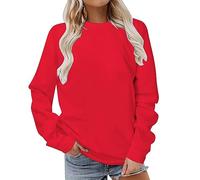 Womens Casual Sweatshirt UK 2024 Fashion Long Sleeve Crew Neck Pullover Tops Dressy Comfy Solid Color Loose Fit Blouse Ladies Elegant Fall Winter Going Out Basic Jumper Shirts
