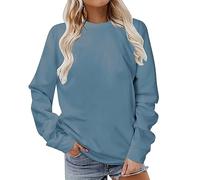 Womens Casual Sweatshirt UK 2024 Fashion Long Sleeve Crew Neck Pullover Tops Dressy Comfy Solid Color Loose Fit Blouse Ladies Elegant Fall Winter Going Out Basic Jumper Shirts