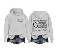 Women's Casual Sweatshirts to The Person Behind Me Long Sleeve Pullover Tops You are Amazing Enough Hoodie Ladies Autumn Winter Aesthetic Hoodies with Pockets Grey