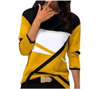 Womens Casual Sweatshirts UK Clearance, Ladies Patchwork Jumpers Long Sleeve Pullover Round Neck Sweater, Soft Sweatshirt Loose Fit Jumper Winter Warm Pullovers Comfort Fashion T Shirts Basic Tops