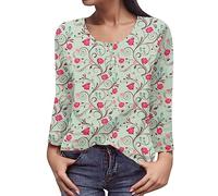 Women's Casual Temperament Long Sleeve Beautiful Elegant Floral Print Wrap Top, Green, M