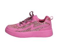 Women's Casual Thick Soled Sneakers Glossy Fashion Low Top Lace Up Flat Shoes Comfortable Lightweight Walking Footwear (7.5) Pink