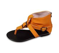 Women's Casual Thong Sandals With Back Zipper Upper For Everyday Summer Wear Perfect Pairing With Jeans (Orange, 4)