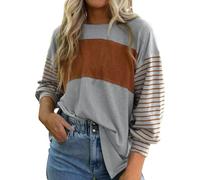 Womens Casual Tops Drop Shoulder Tee Casual T Tops Light Long Sleeve Women (Grey, S)