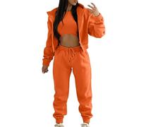 Women'S Casual Tracksuit Autumn And Winter Top Vest Pant 3 Pieces Set Fashion Solid Color Zip Hooded Sweatshirt Pants Casual 3 Pieces Set Tracksuit Womens FullLoungewearHomewear Streetwear